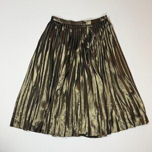 Ann Taylor Pleated Metallic A-Line Skirt